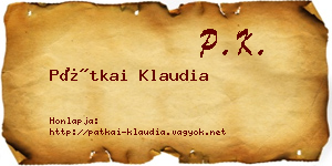 Pátkai Klaudia névjegykártya